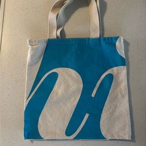 100% Organic Cotton Blue and Cream Tote Bag - New